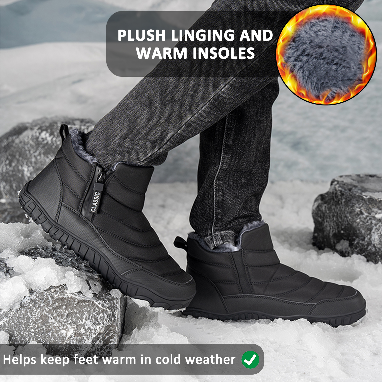 Men's Insulated Winter Boots - Waterproof, Non-slip, and Ultra Comfortable