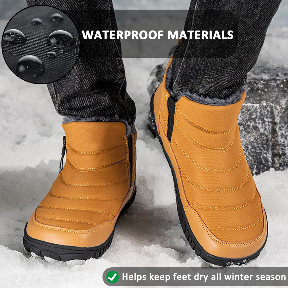 Men's Insulated Winter Boots - Waterproof, Non-slip, and Ultra Comfortable