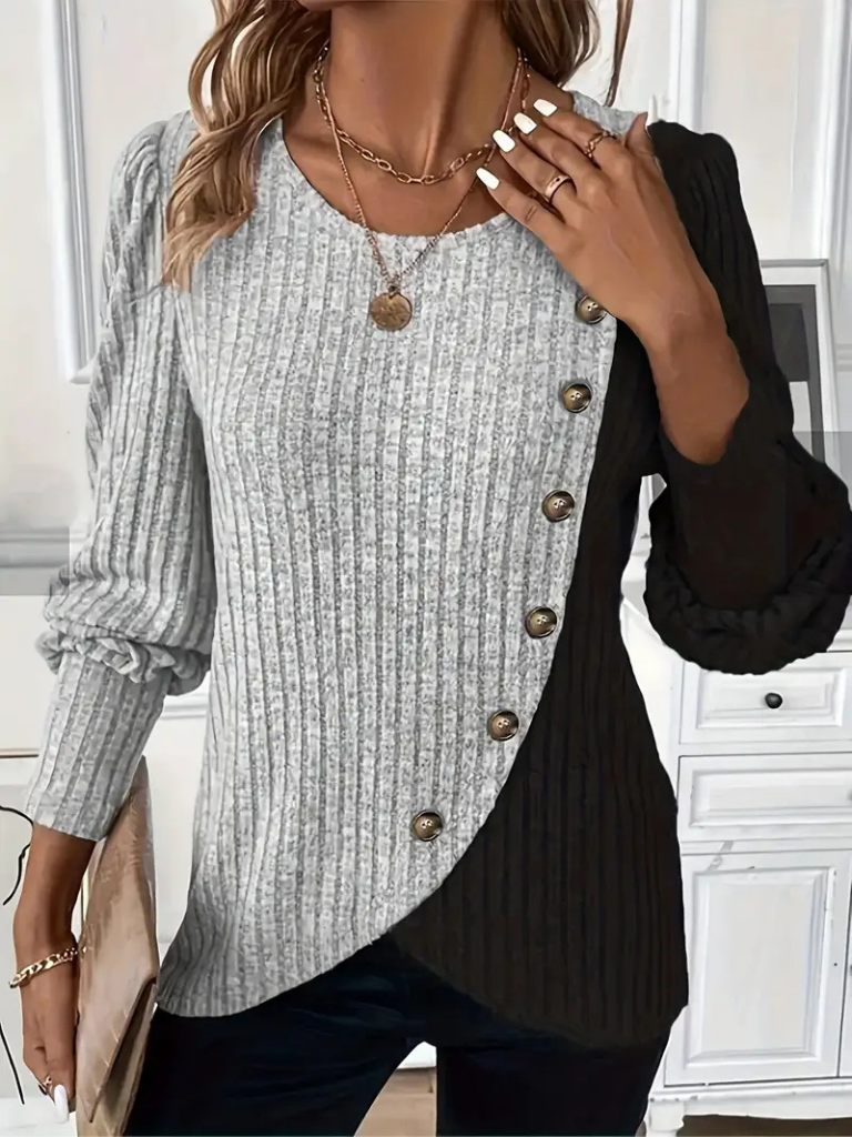 KAIA Casual Long Sleeve Sweater for a Relaxed and Stylish Look