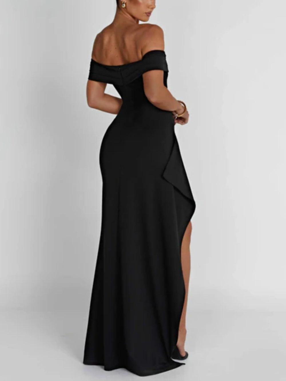 Long Maxi Off-Shoulder Dress with Elegant Slit