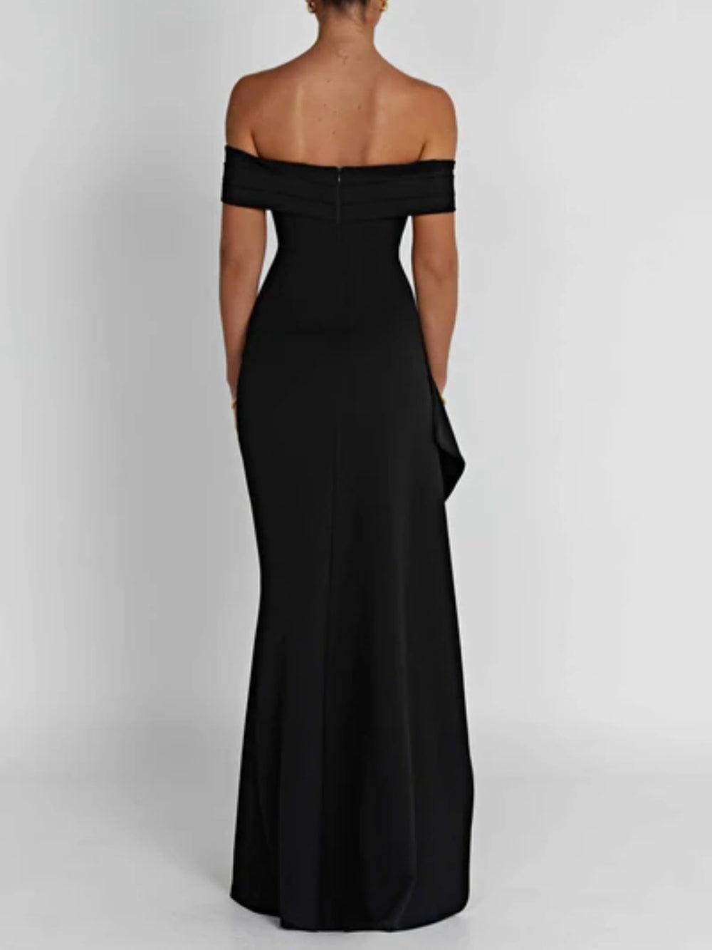 Long Maxi Off-Shoulder Dress with Elegant Slit