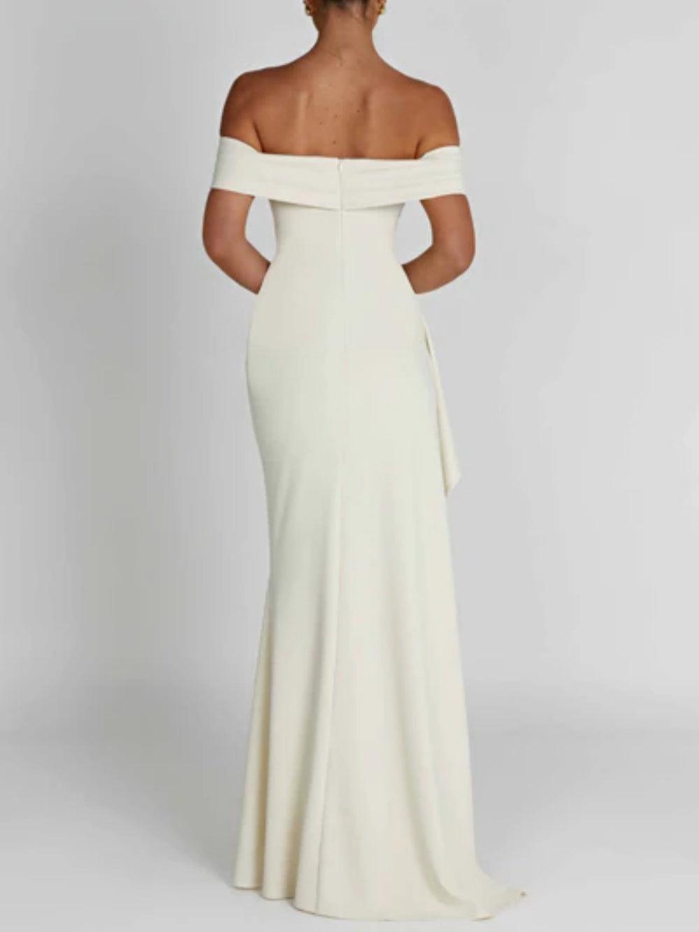 Long Maxi Off-Shoulder Dress with Elegant Slit