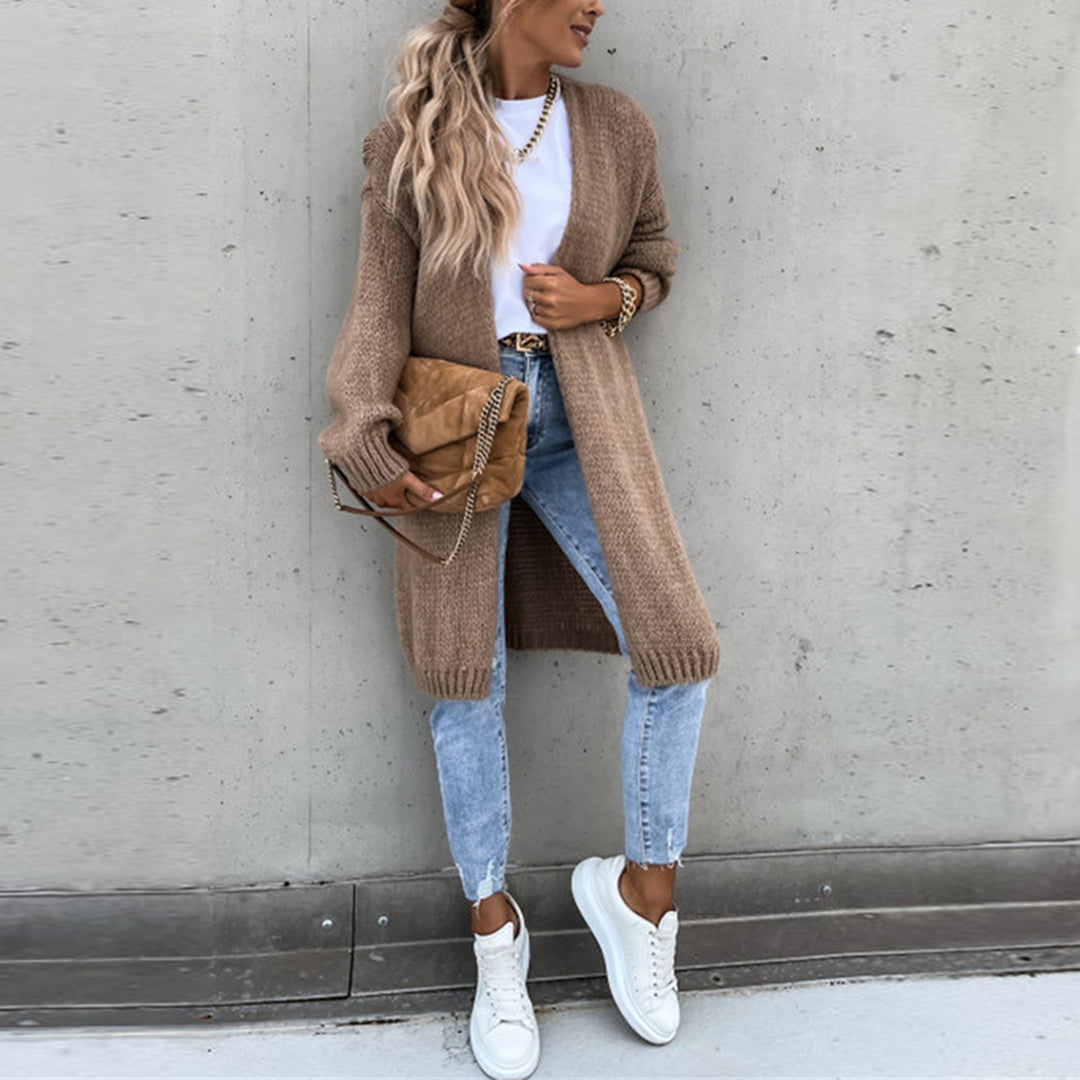 Lauren | Women's Cozy Relaxed Fit Long Open Front Cardigan for Effortless Style