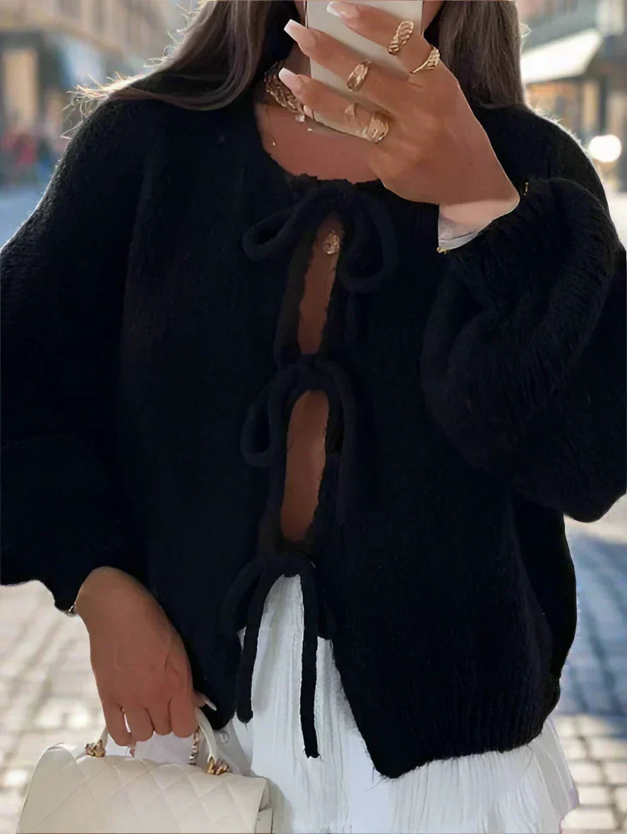 Jasmine | Women's Chunky Winter Cardigan with Knot Front
