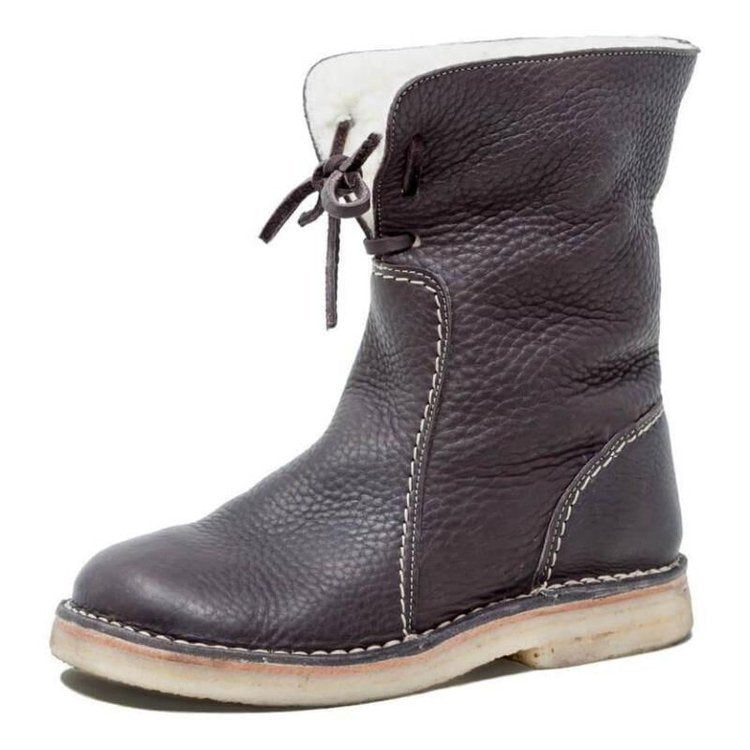 Warm and Elegant Winter Lace-Up Ankle Boots for Women