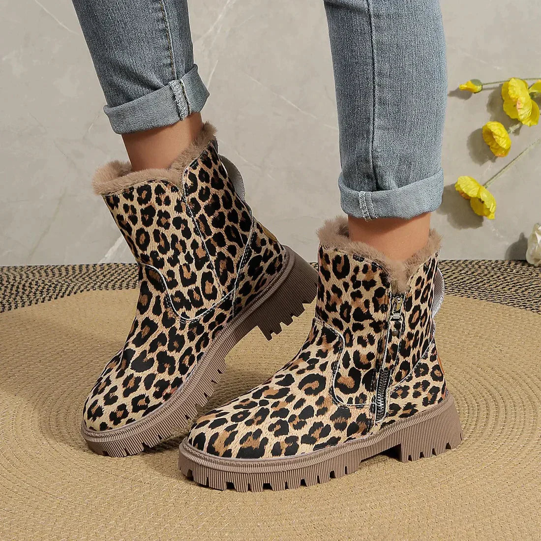 Winter Women's Leopard Print Snow Boots - Comfortable and Stylish Snow Boots