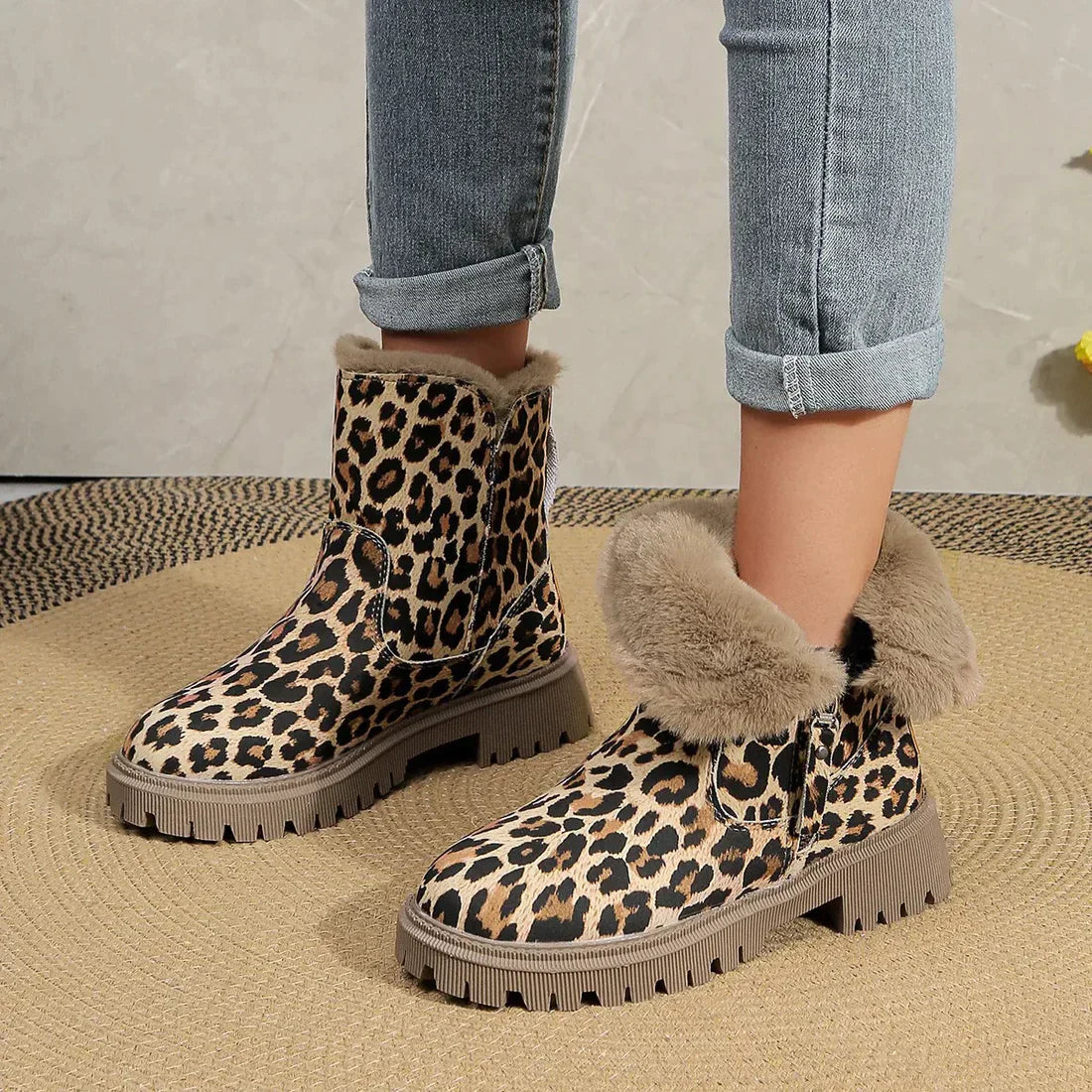 Winter Women's Leopard Print Snow Boots - Comfortable and Stylish Snow Boots