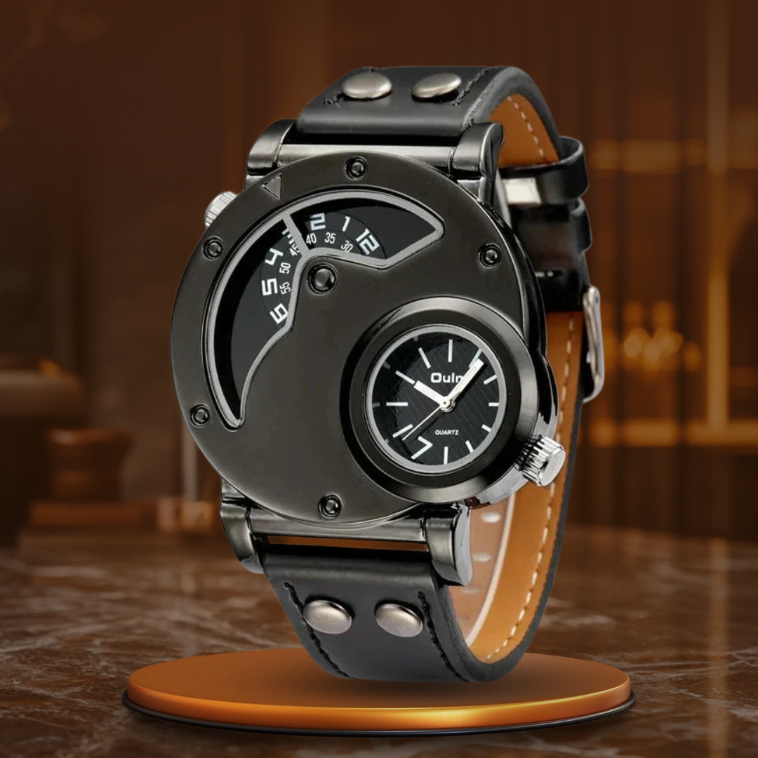 Watch with double time display in luxury design