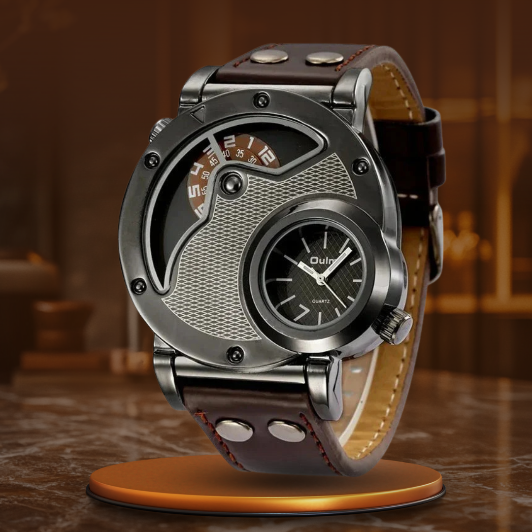 Watch with double time display in luxury design