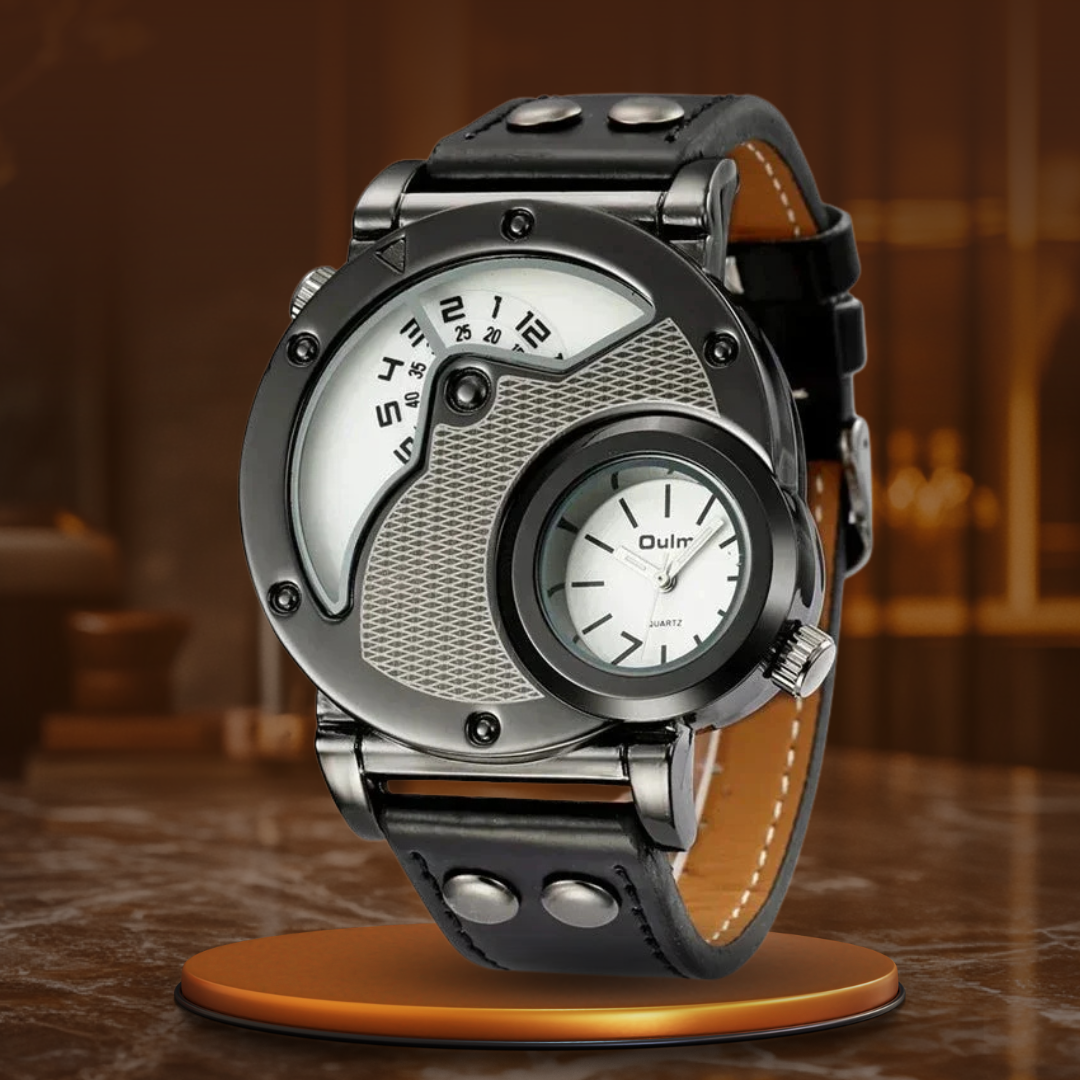 Watch with double time display in luxury design