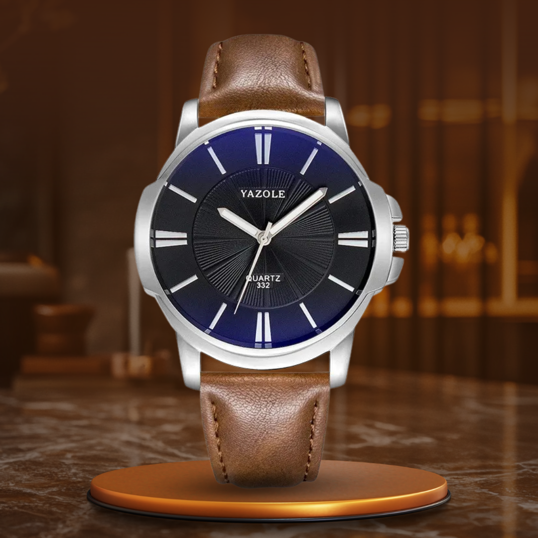 Blue Glass Watch with Leather Strap – Luxury and Elegance for Any Occasion