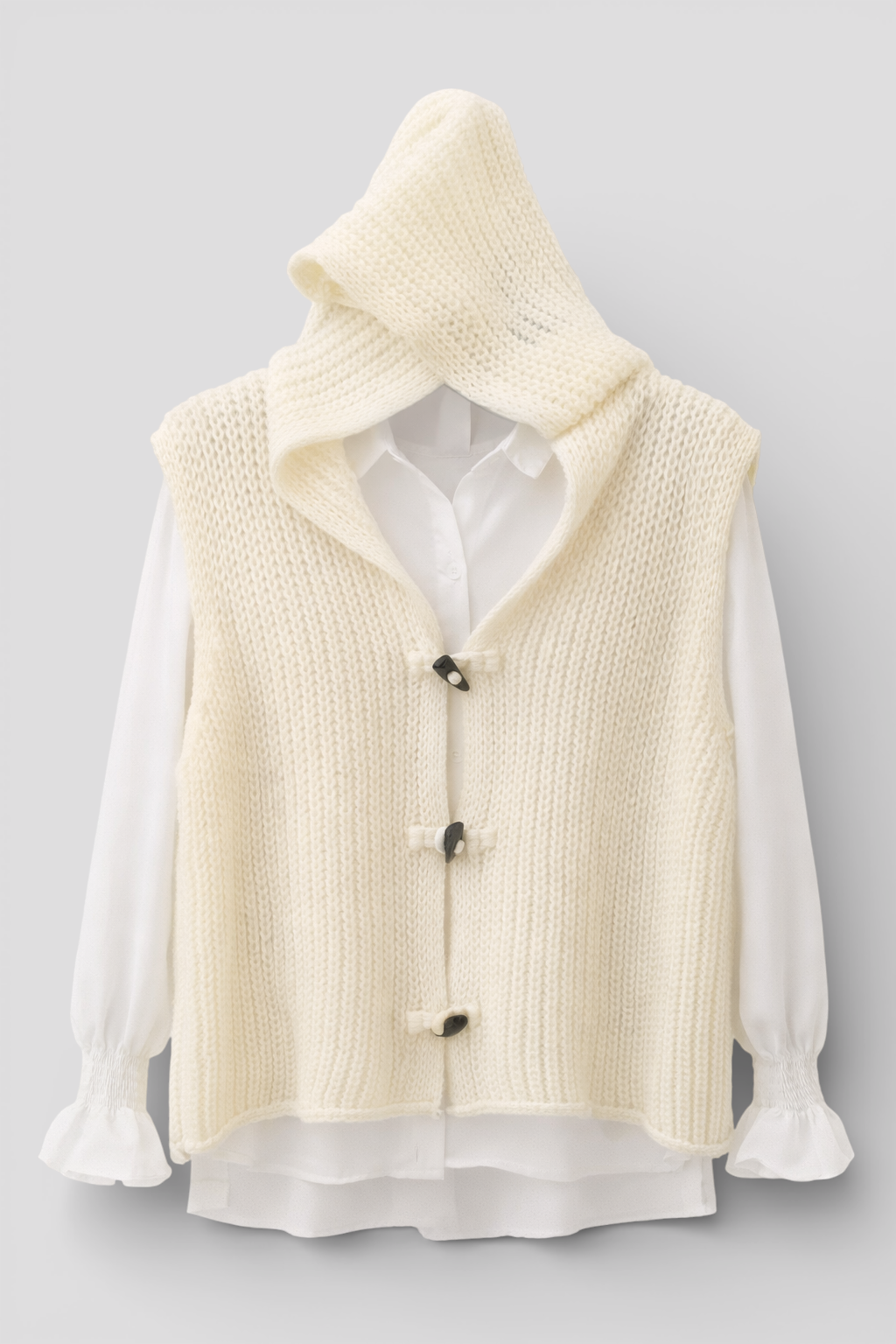 Camila - Elegant sleeveless hooded knit fashion for a sophisticated look