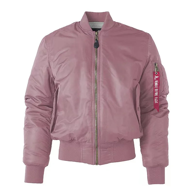 Classic Women's Bomber Jacket in Pink, Trendy Elegance