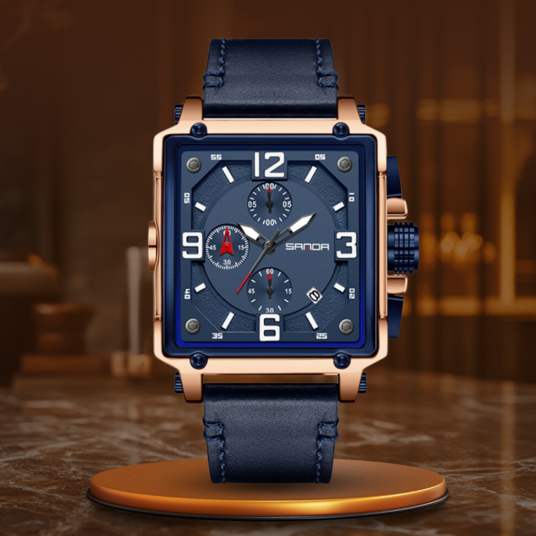 Elegant Leather Tactical Watch for Men with Quartz Movement