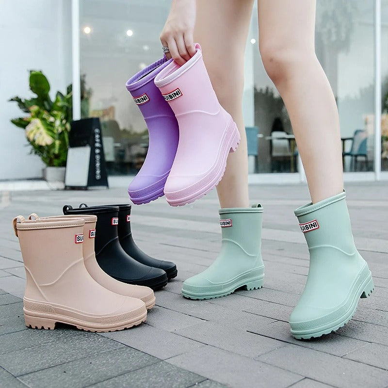Women's Waterproof Mid-Calf Rain Boots - Stylish and Practical