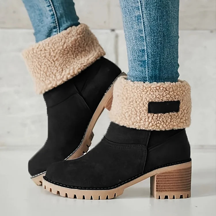 Women's Mid-Calf Fur-Lined Shoes – Elegant, Warm, and Comfortable