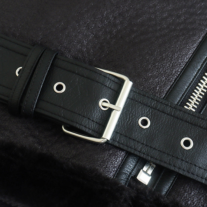 Ivanna | Elegant Faux Fur and Leather Jacket for a Sophisticated Style