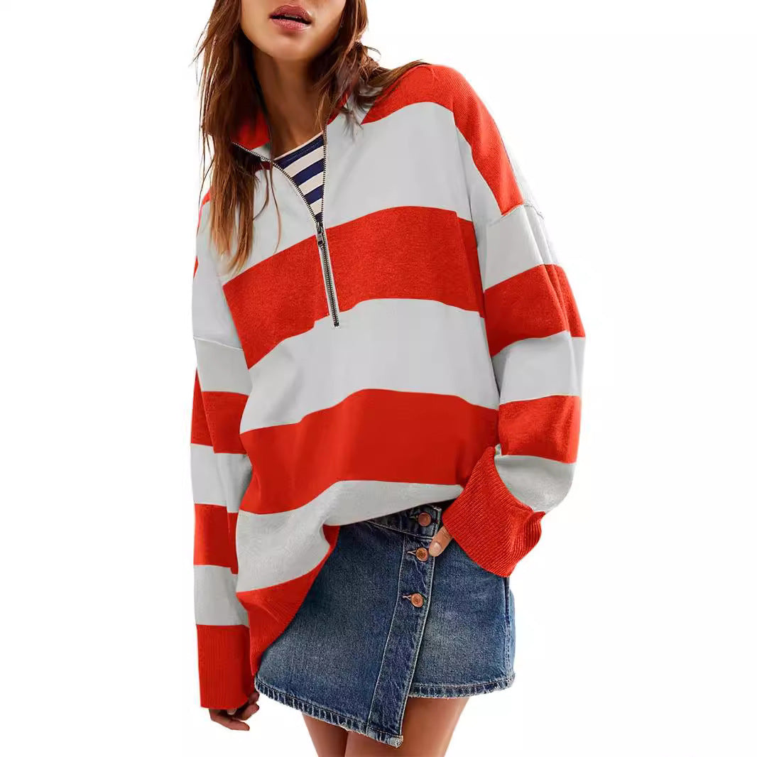 Cozy Long-Sleeve Half-Zip Pullover Sweater