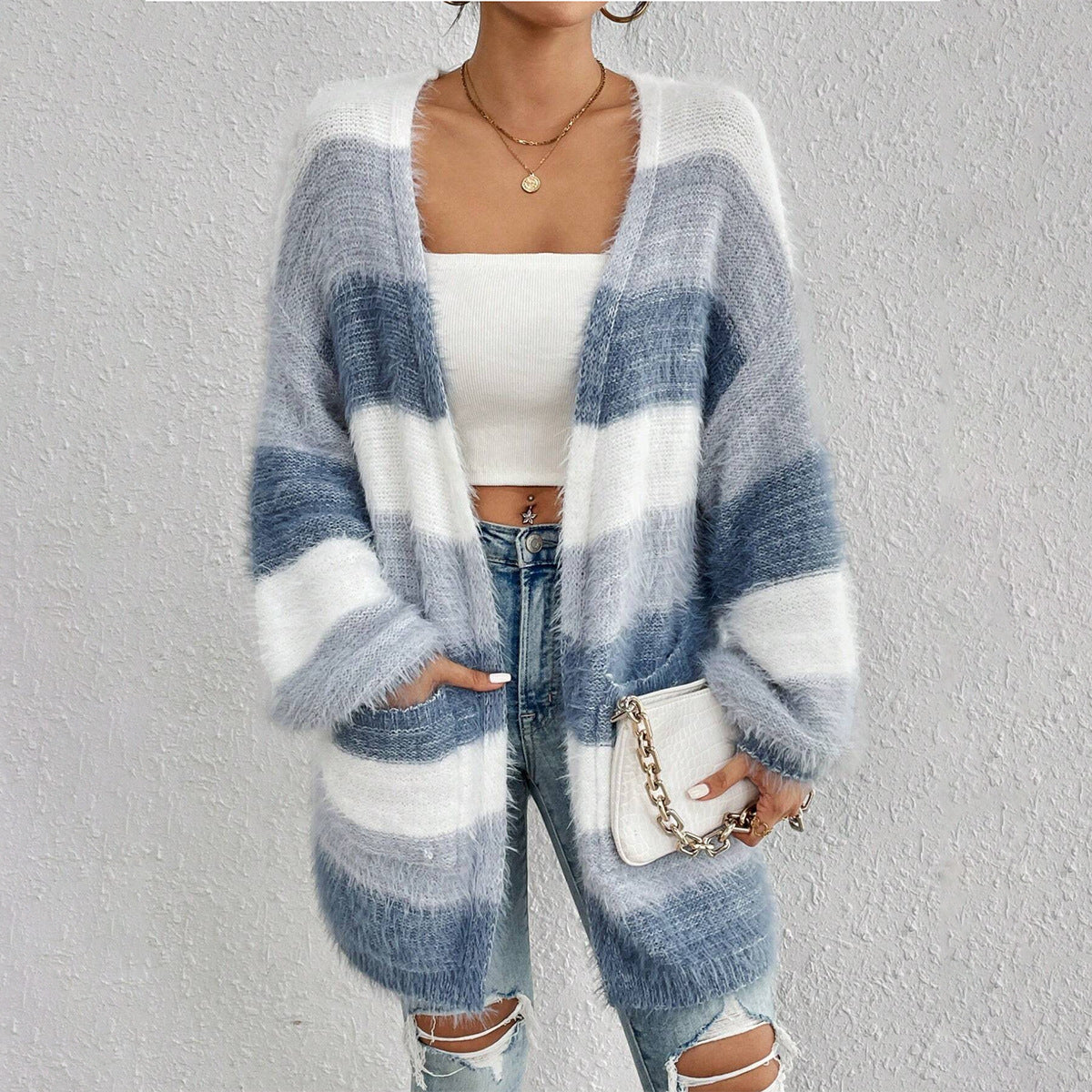 Cozy Open-Front Long-Sleeve Fuzzy Cardigan