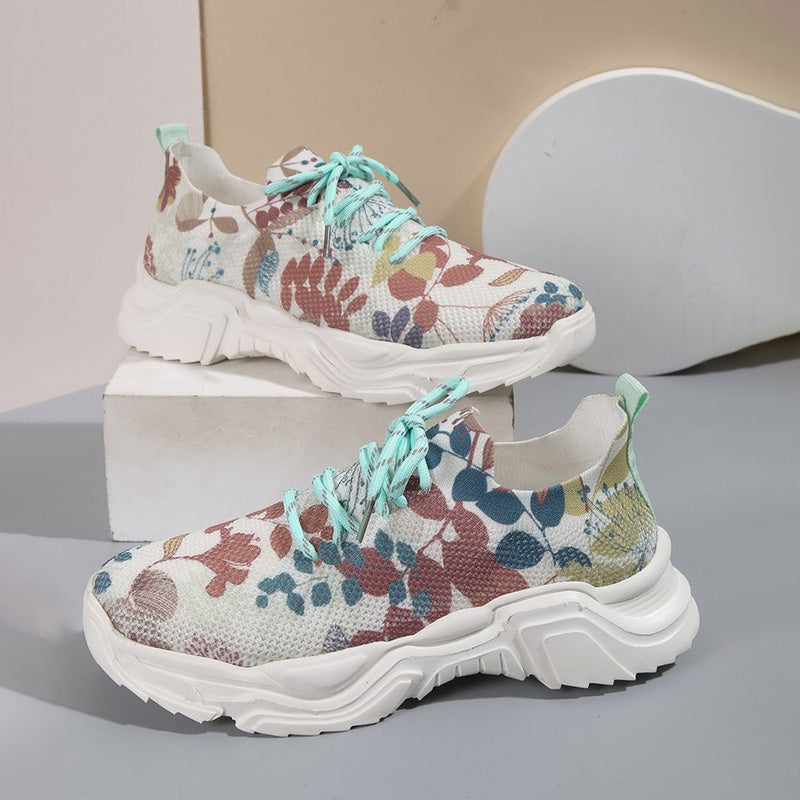 Effortless Casual Mesh Sneakers with Ergonomic Support Sole and Floral Details