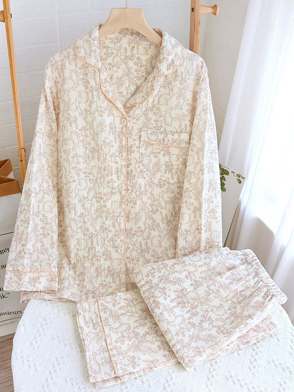 Hazel Women's Elegant Long Sleeve Floral Pajama Set for Cozy Nights