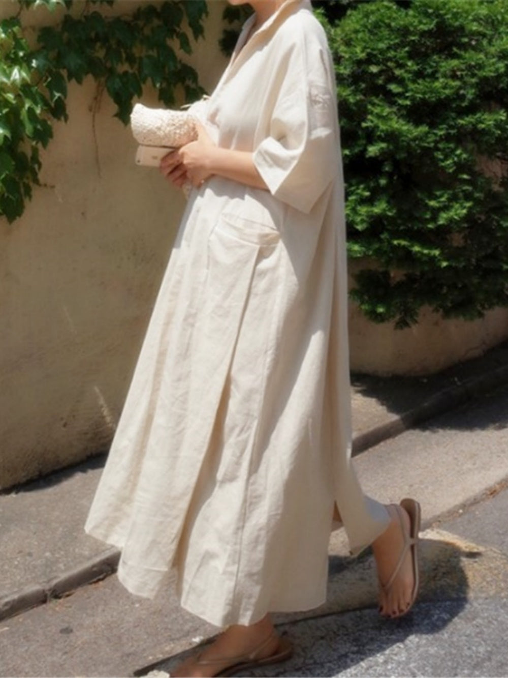 Oversized Dress Shirt in Cotton and Linen for a Style-Rich Look