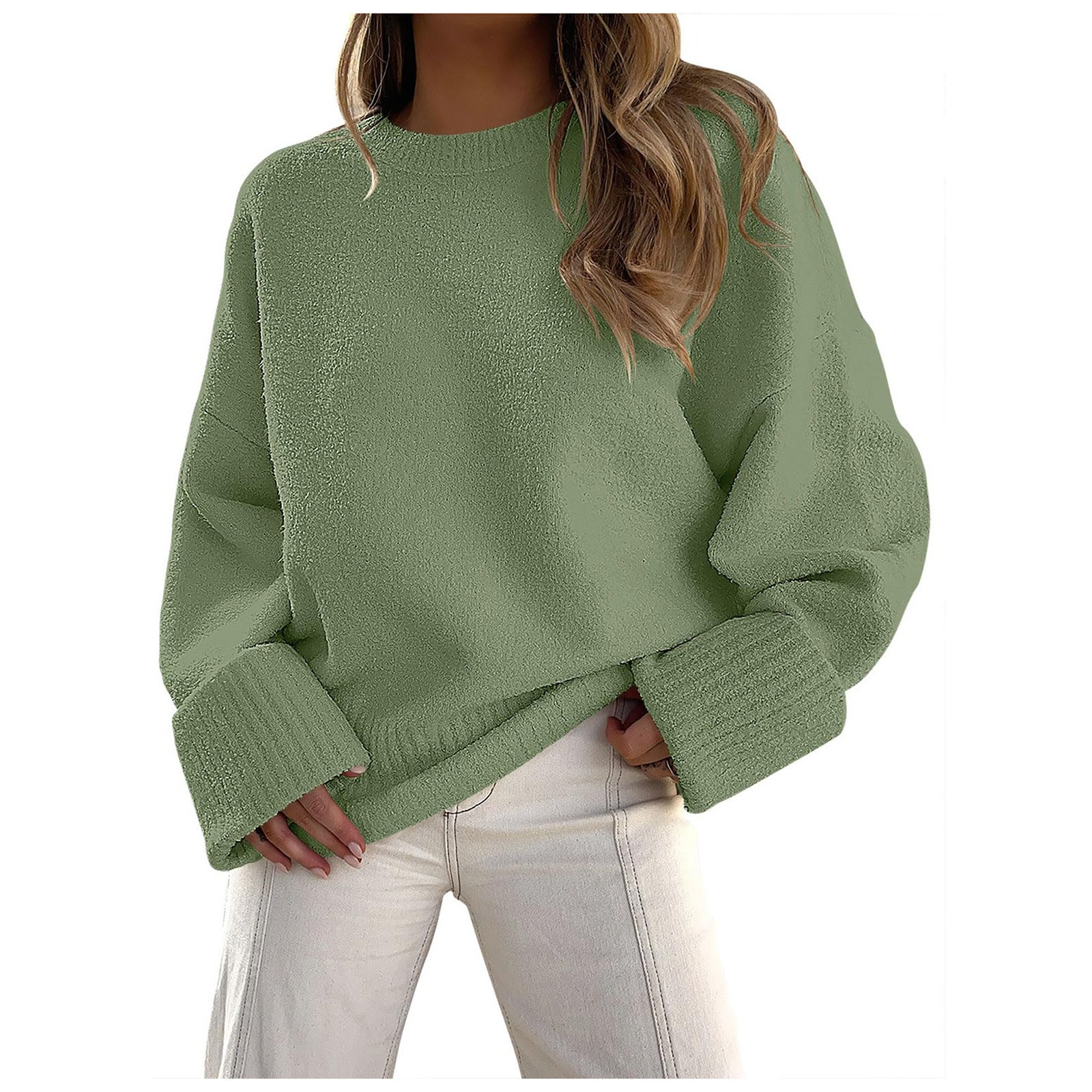 Cozy Ultra-Soft Oversized Fuzzy Knit Pullover Sweater