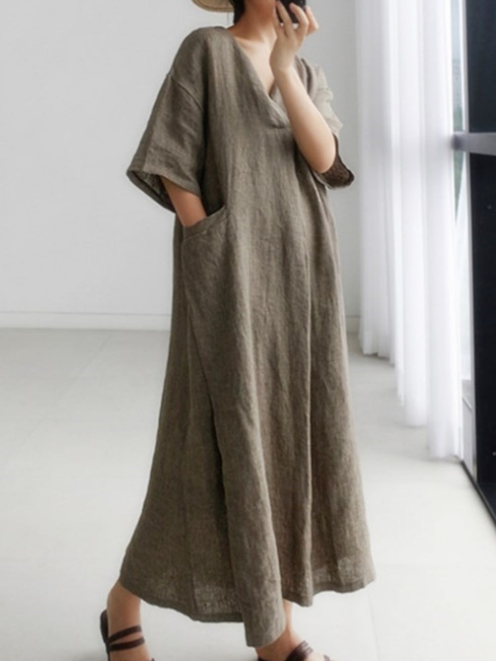 Cotton and Linen Casual Dress Shirt Loose and Oversized