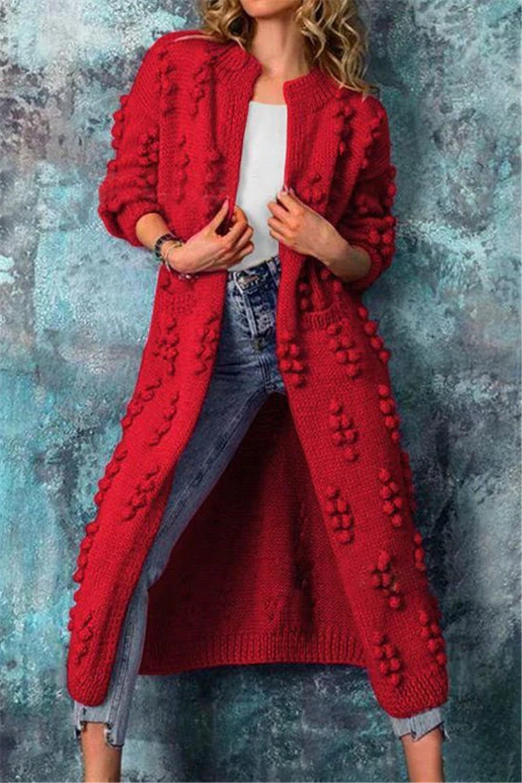 Grace | Women's Long Knit Kimono with Texture and Open Front Design