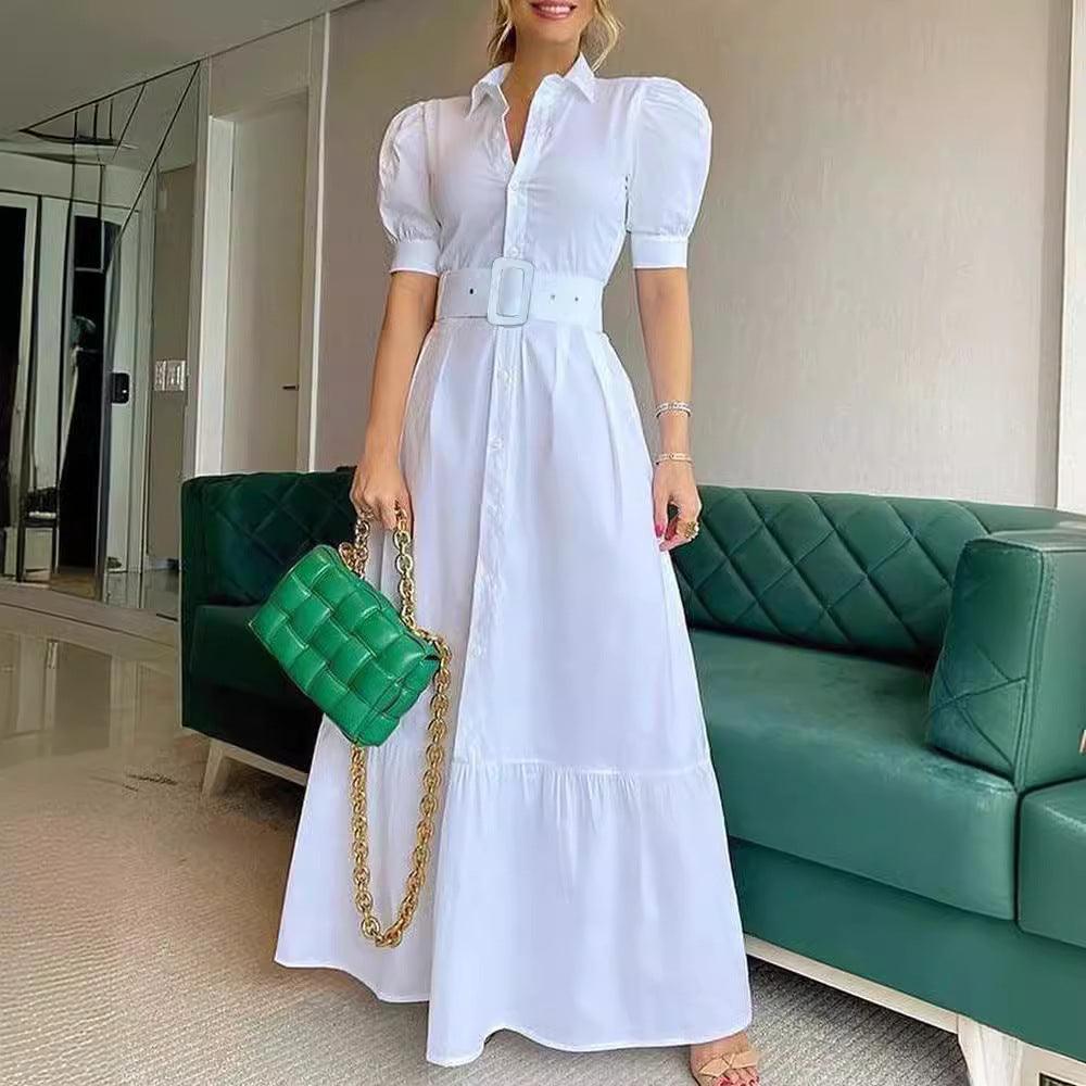 Long and short sleeve wrap dress for mobility and style with belt