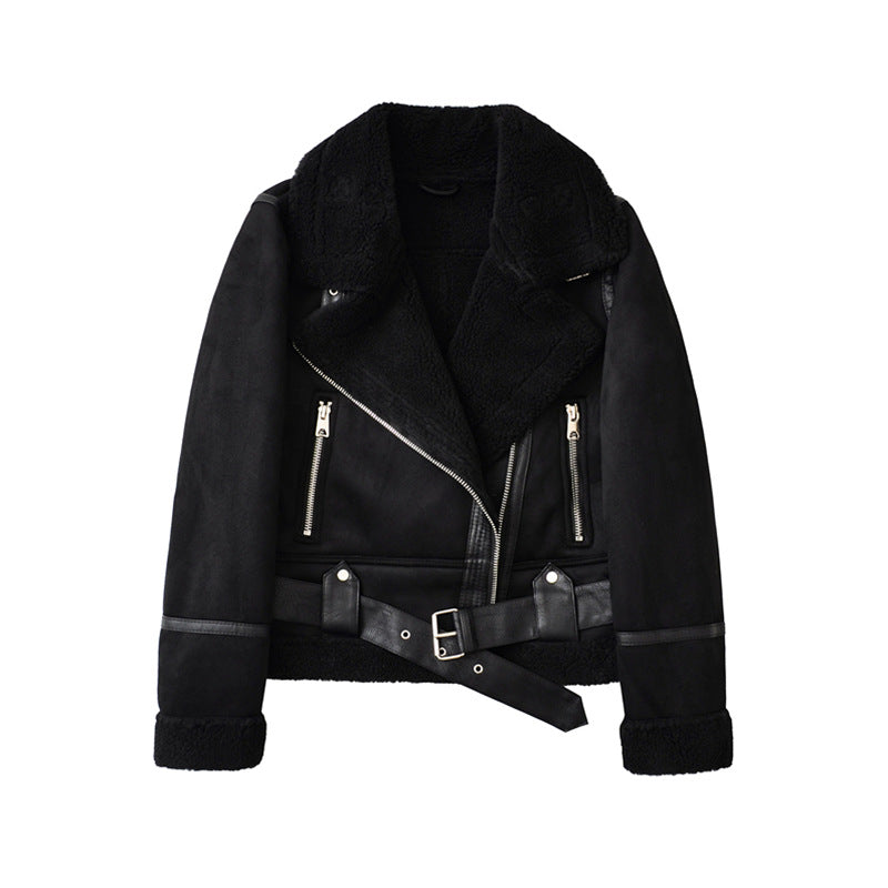 Light jacket made of soft suede, velvet, and llama wool