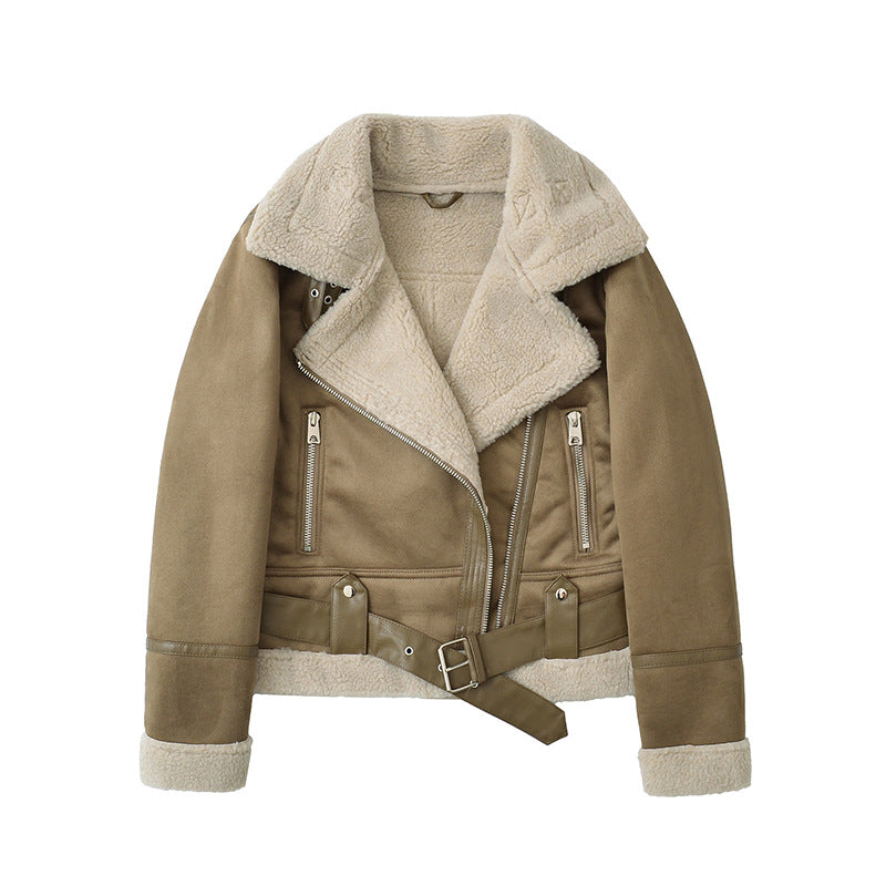 Light jacket made of soft suede, velvet, and llama wool