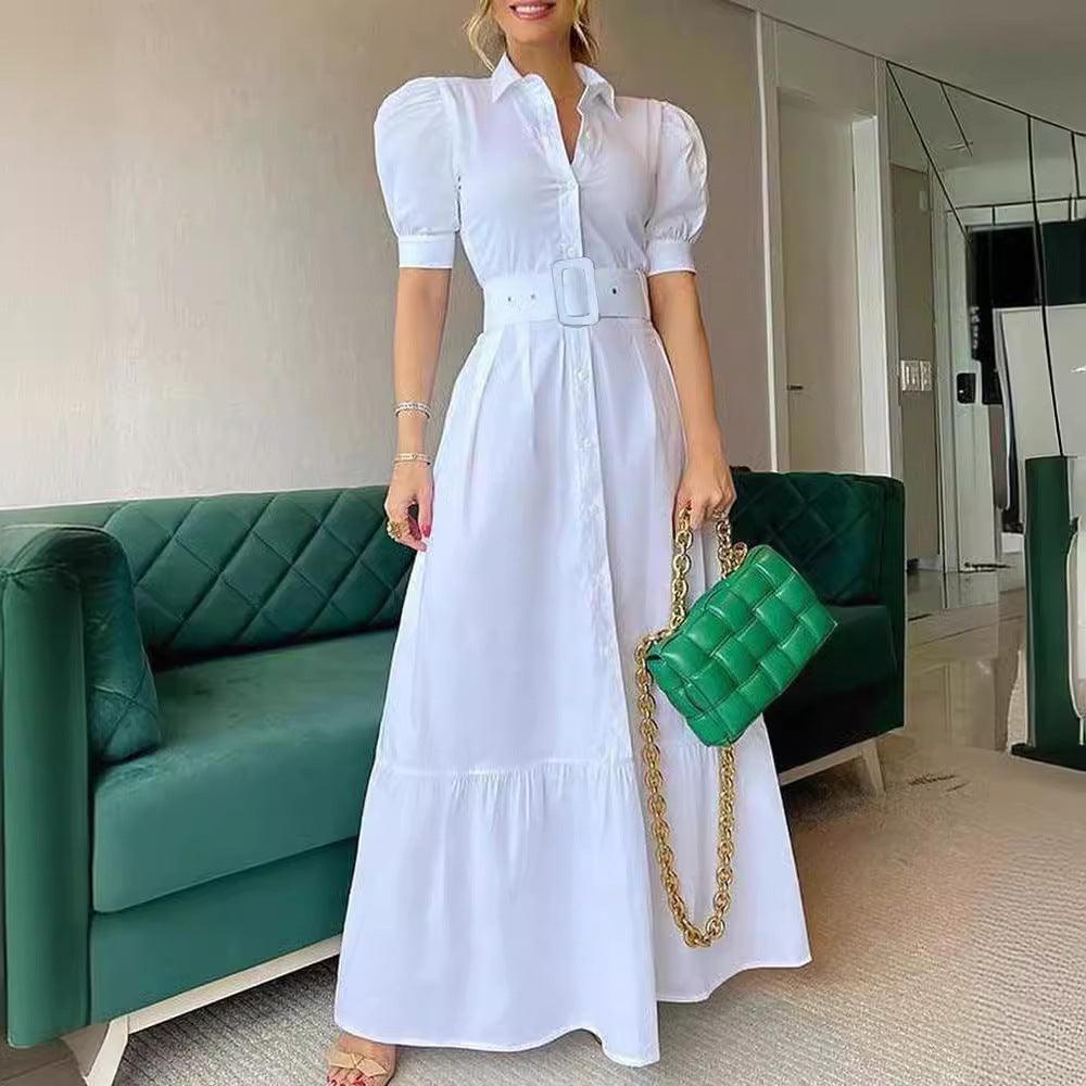 Long and short sleeve wrap dress for mobility and style with belt