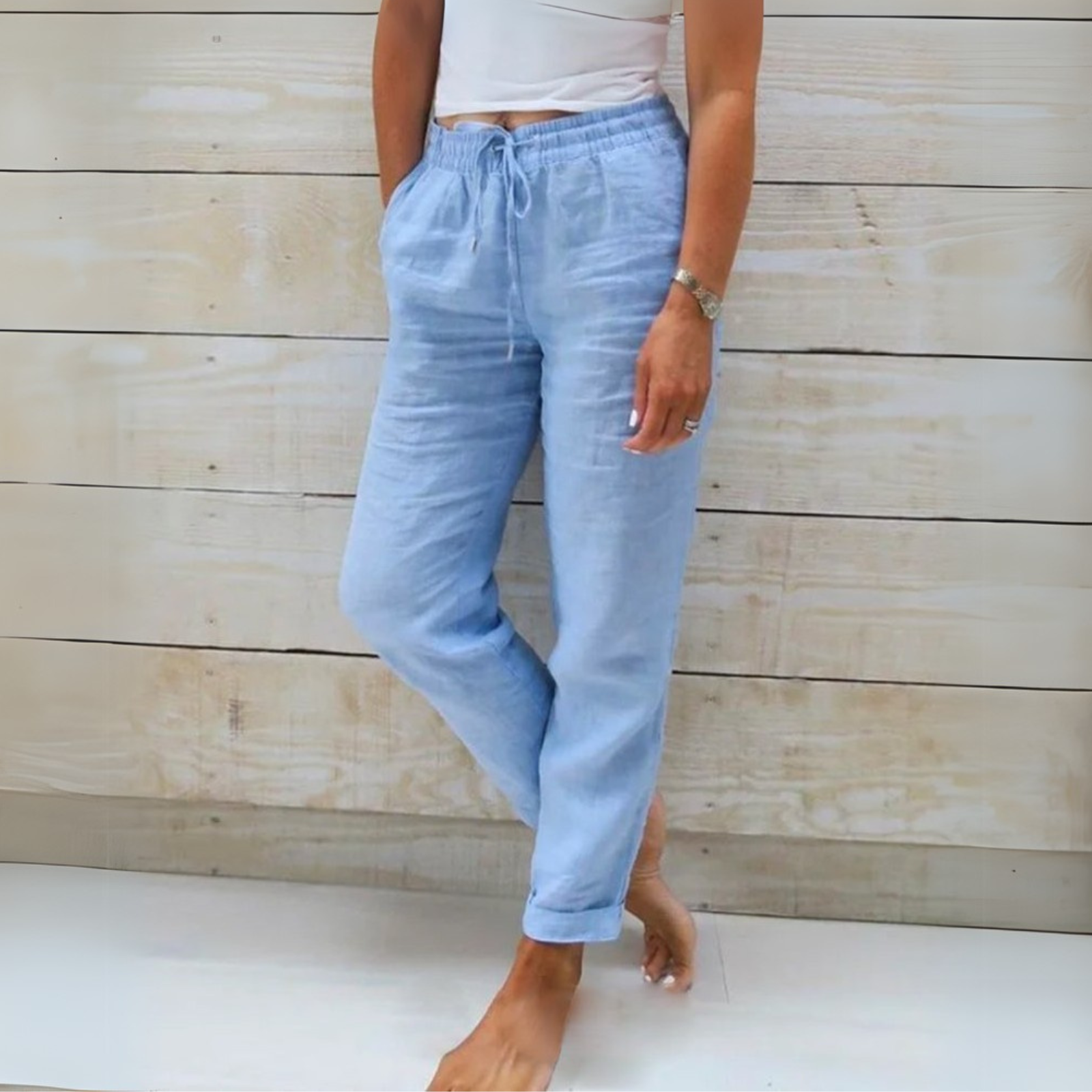 Allison - Elegant custom-made cotton-linen pants