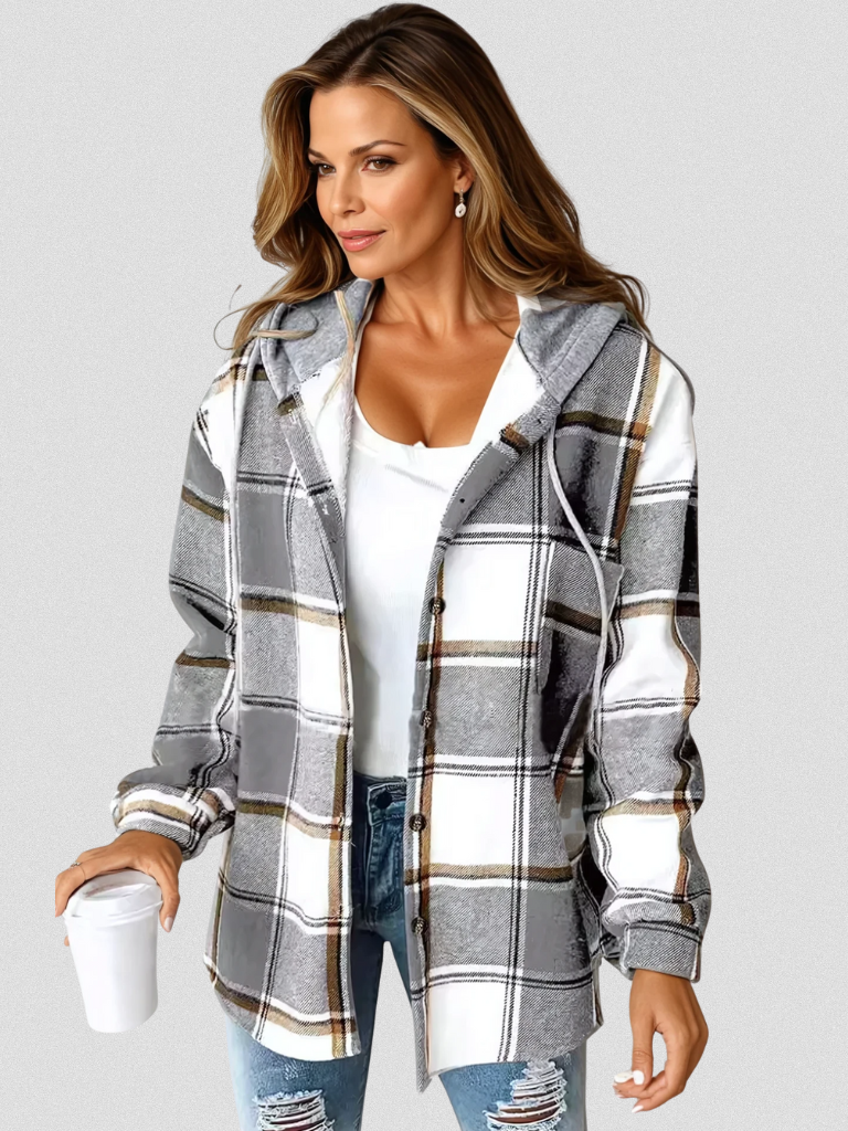 CAMDEN Plaid Hoodie Shacket - Stylish and Versatile Outerwear