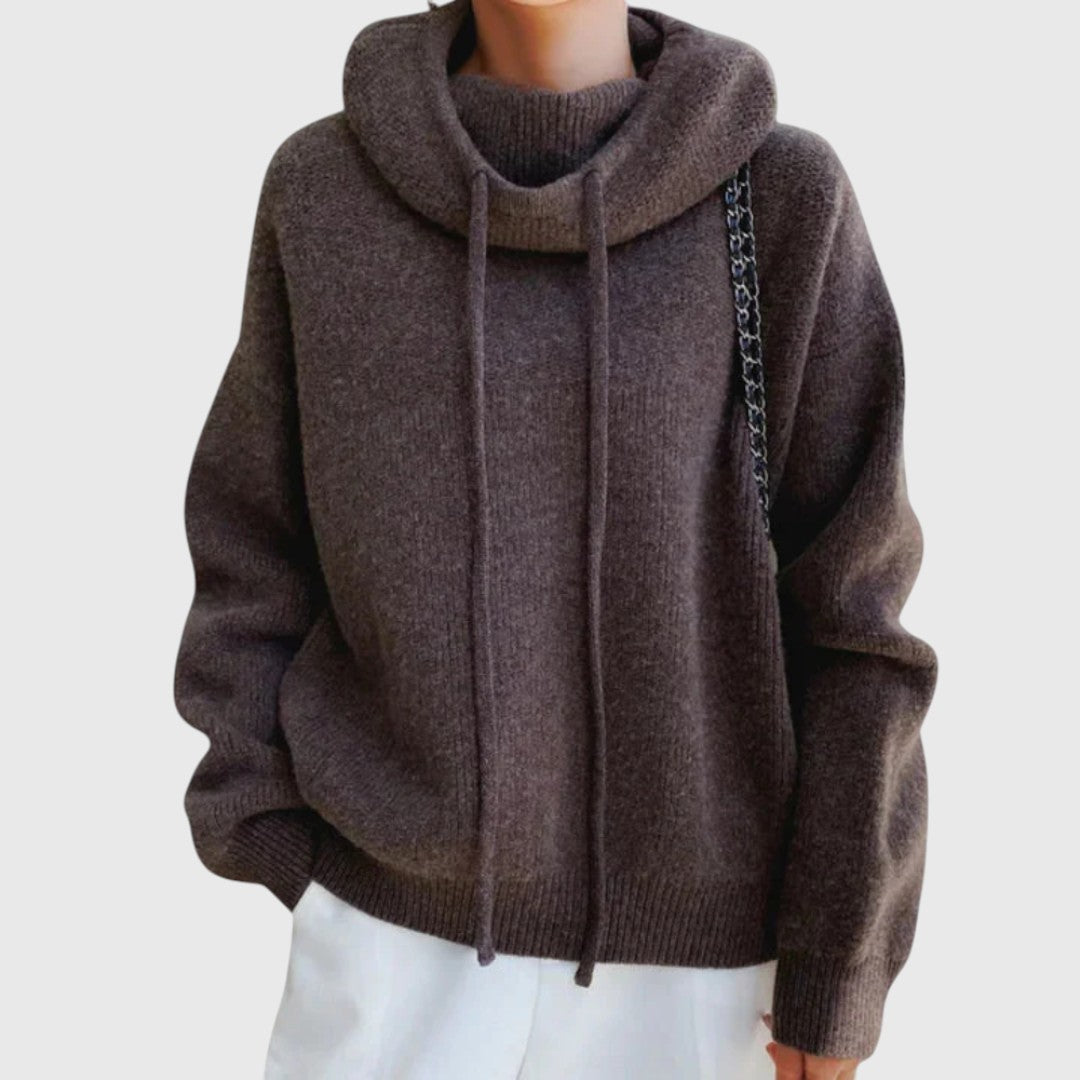 Eden - Stylish Drawstring Turtleneck Sweater for Cozy Elegance