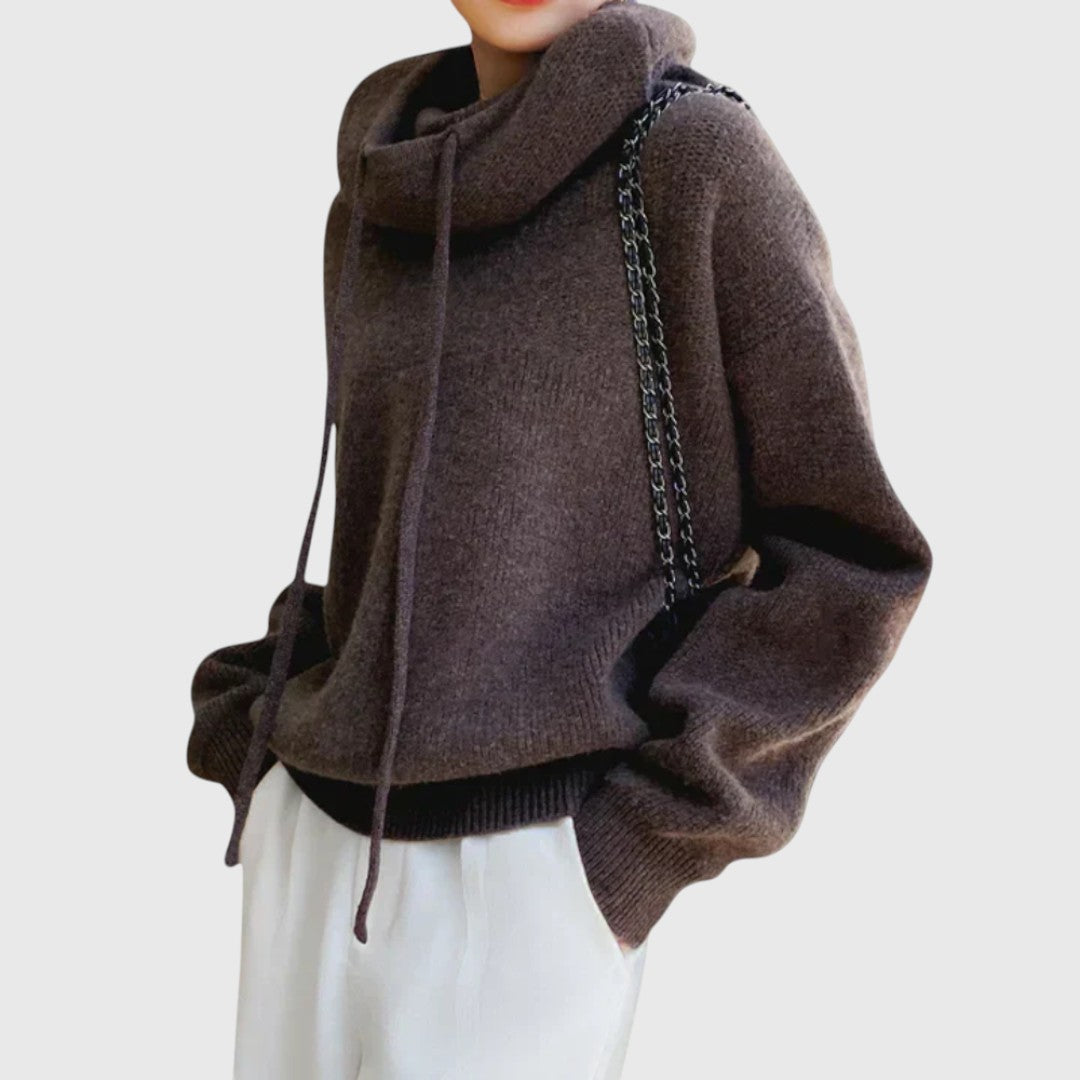 Eden - Stylish Drawstring Turtleneck Sweater for Cozy Elegance