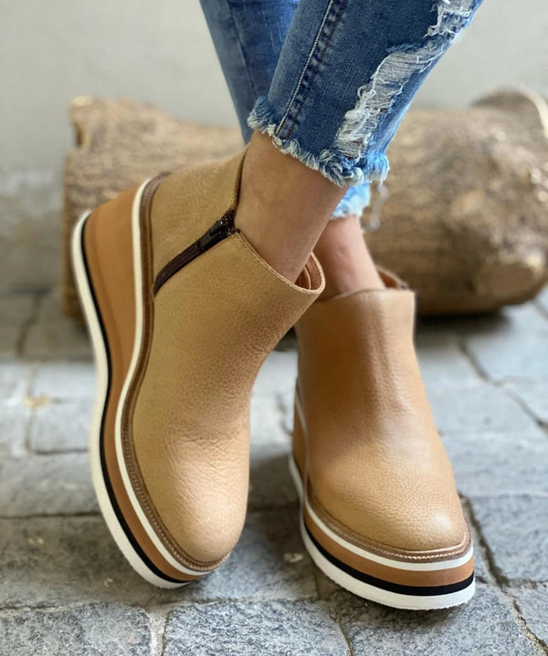 Women's Slip-On Wedge Ankle Boots - Effortless Style & All-Day Comfort