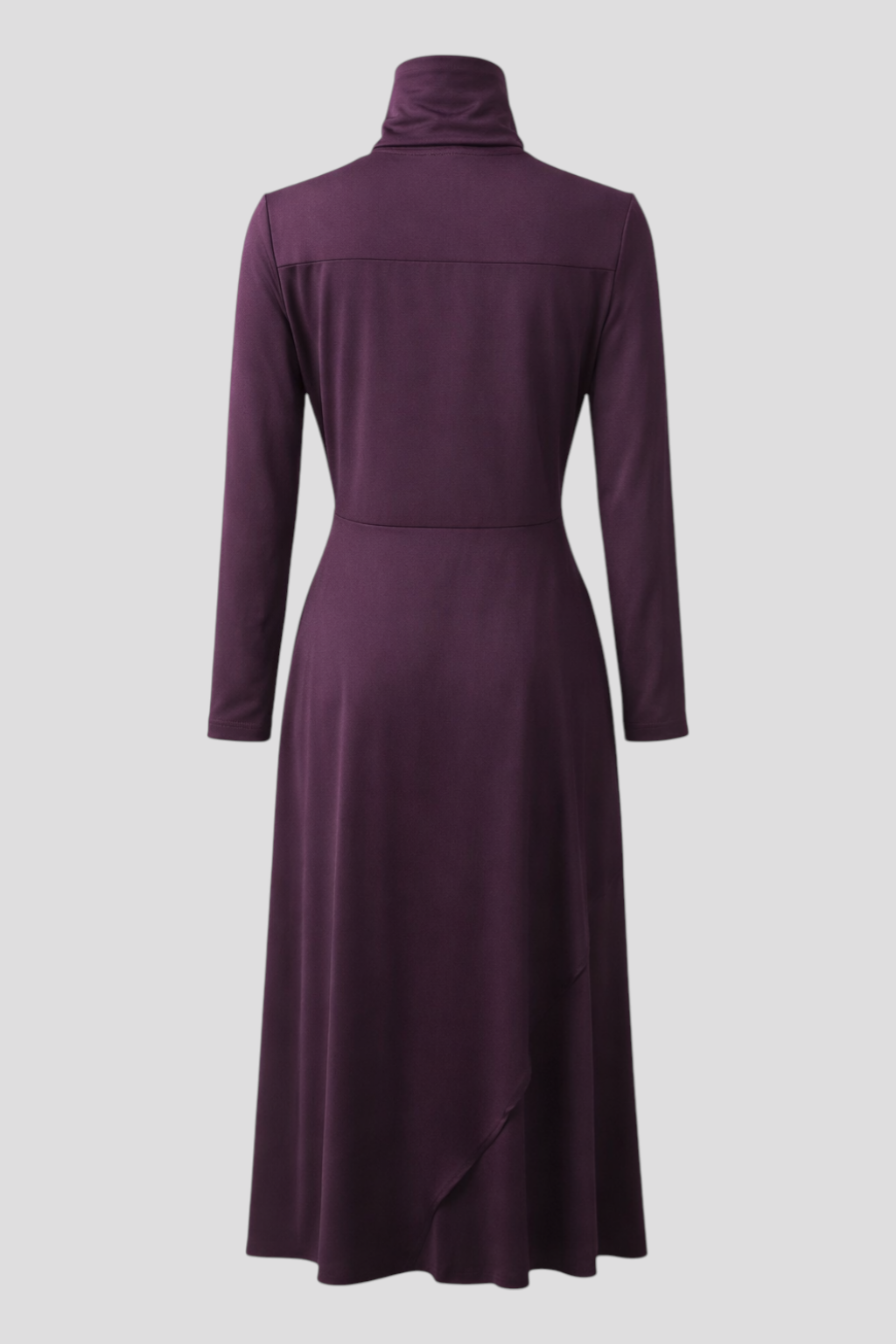 Pink Maxi Asymmetric Dress with High Collar and Pleats