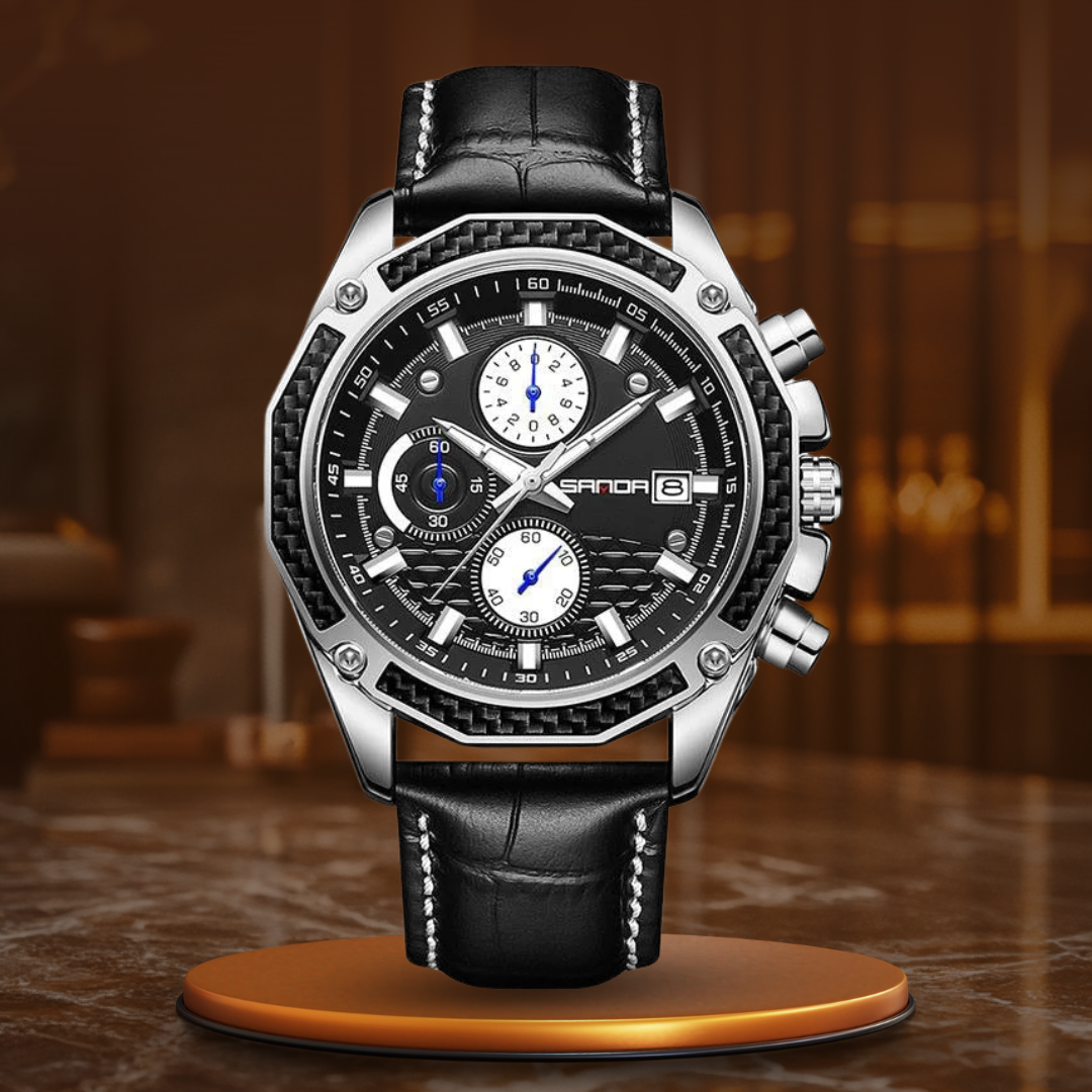 Quartz chronograph watch for car racing