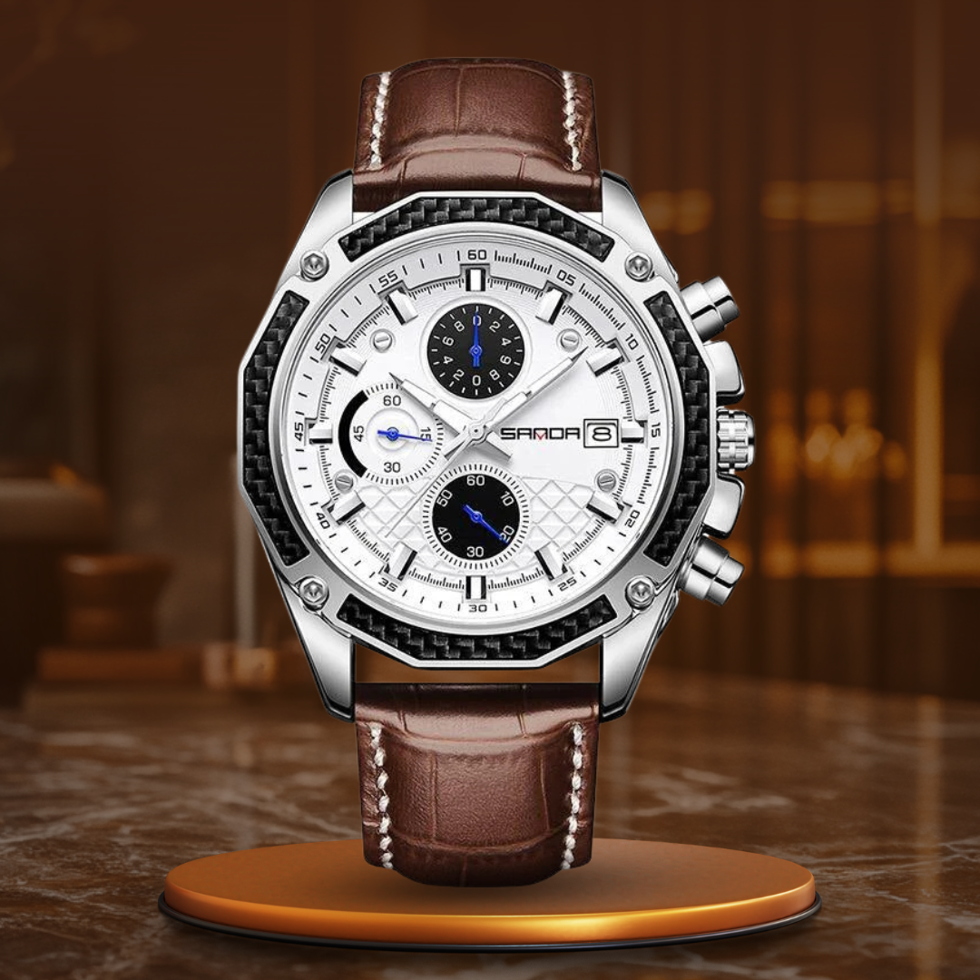 Quartz chronograph watch for car racing