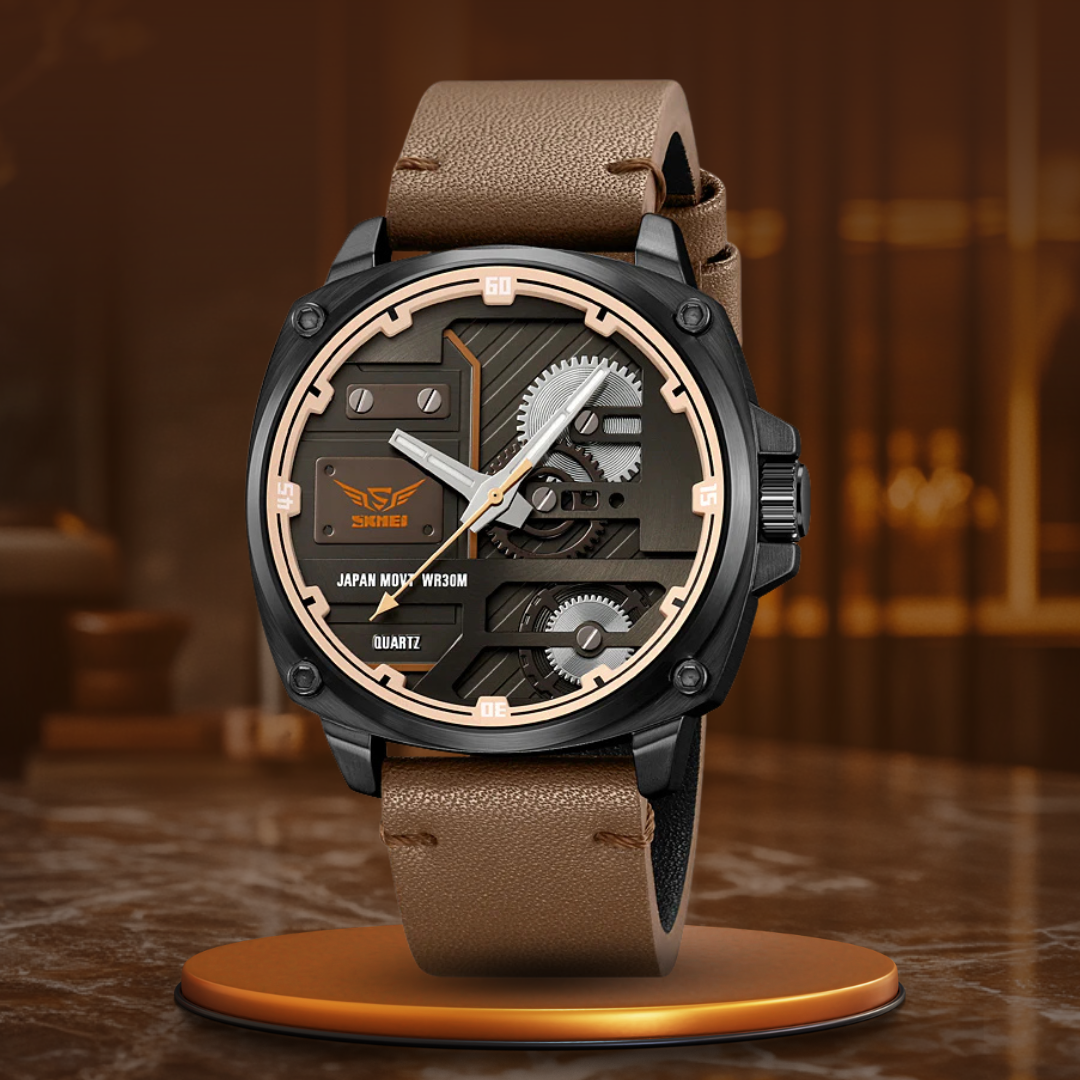 Elegant Leather Quartz Men's Watch
