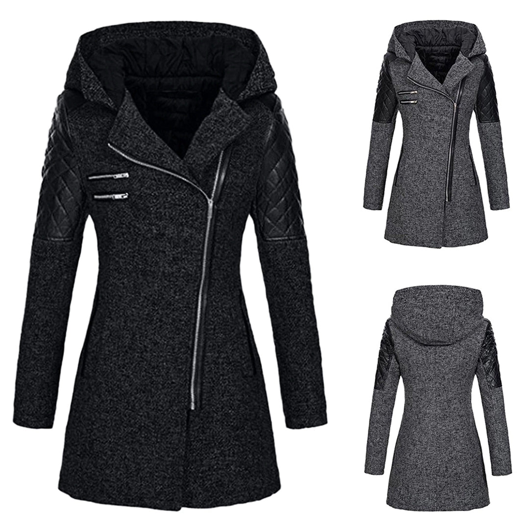 Long women's winter coat with stylish hood