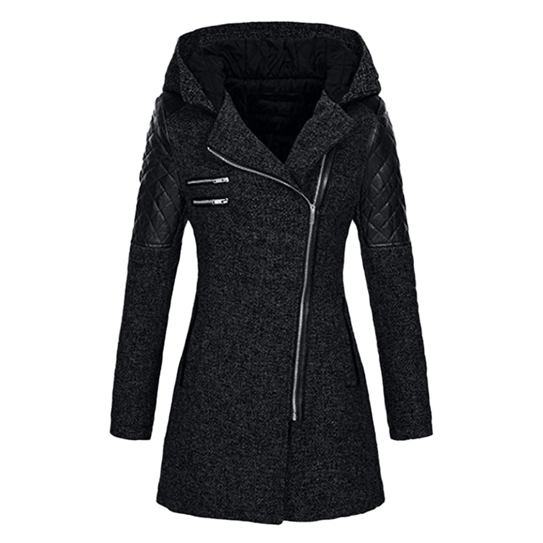 Long women's winter coat with stylish hood