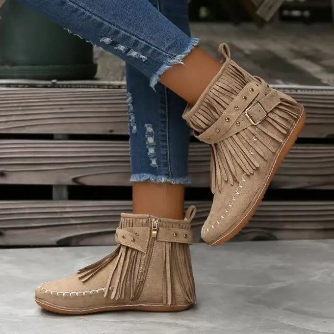 C Girls' Winter Boots with Round Toe – Trendy and Cozy Snow Shoes for Women