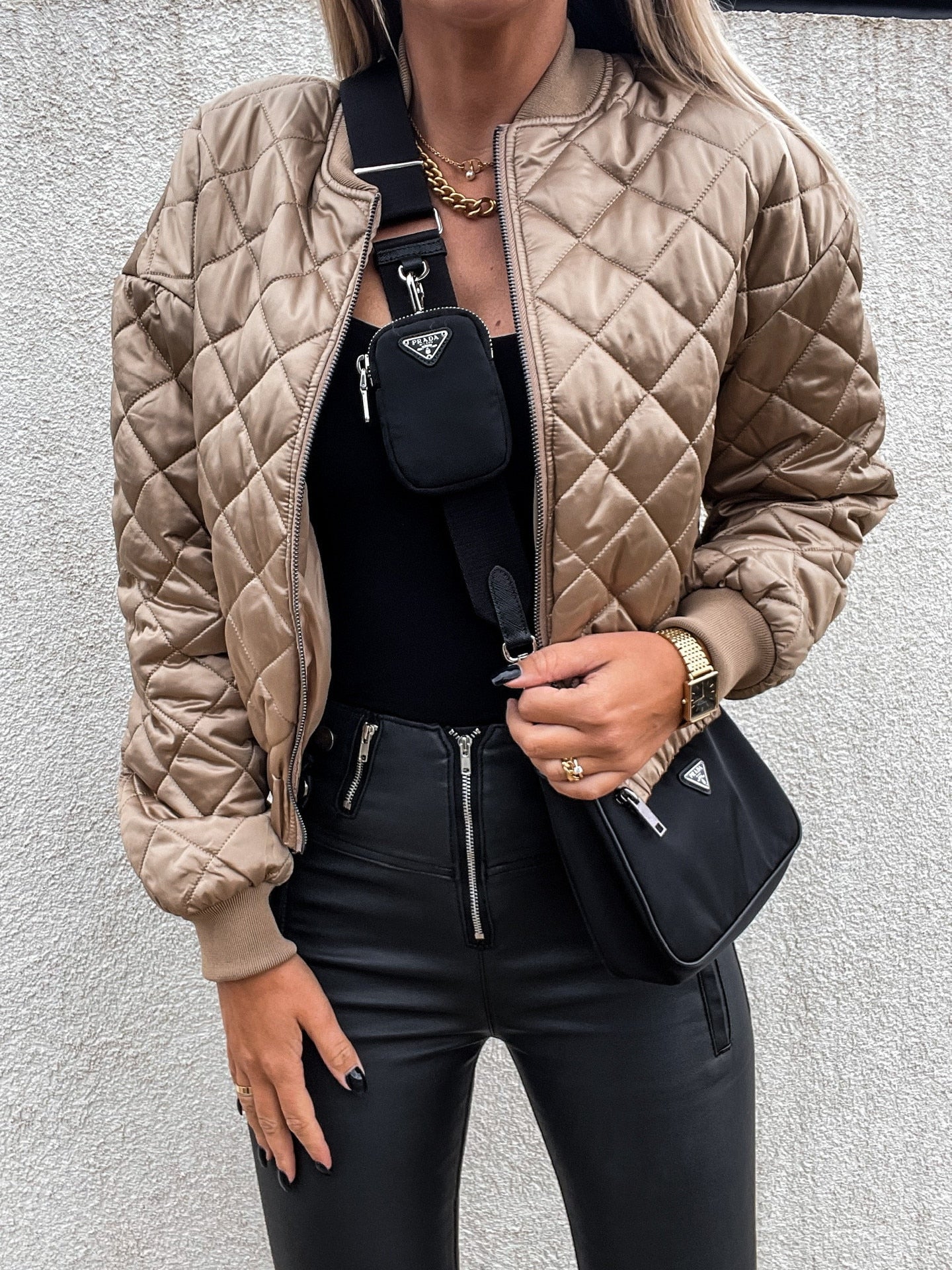 Women's Clothing Biker Puffer Jacket for a Casual Look