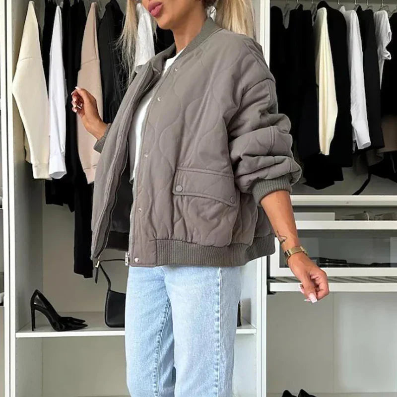 Women's Clothing Padded Bomber Jacket for Elegant and Comfortable Style