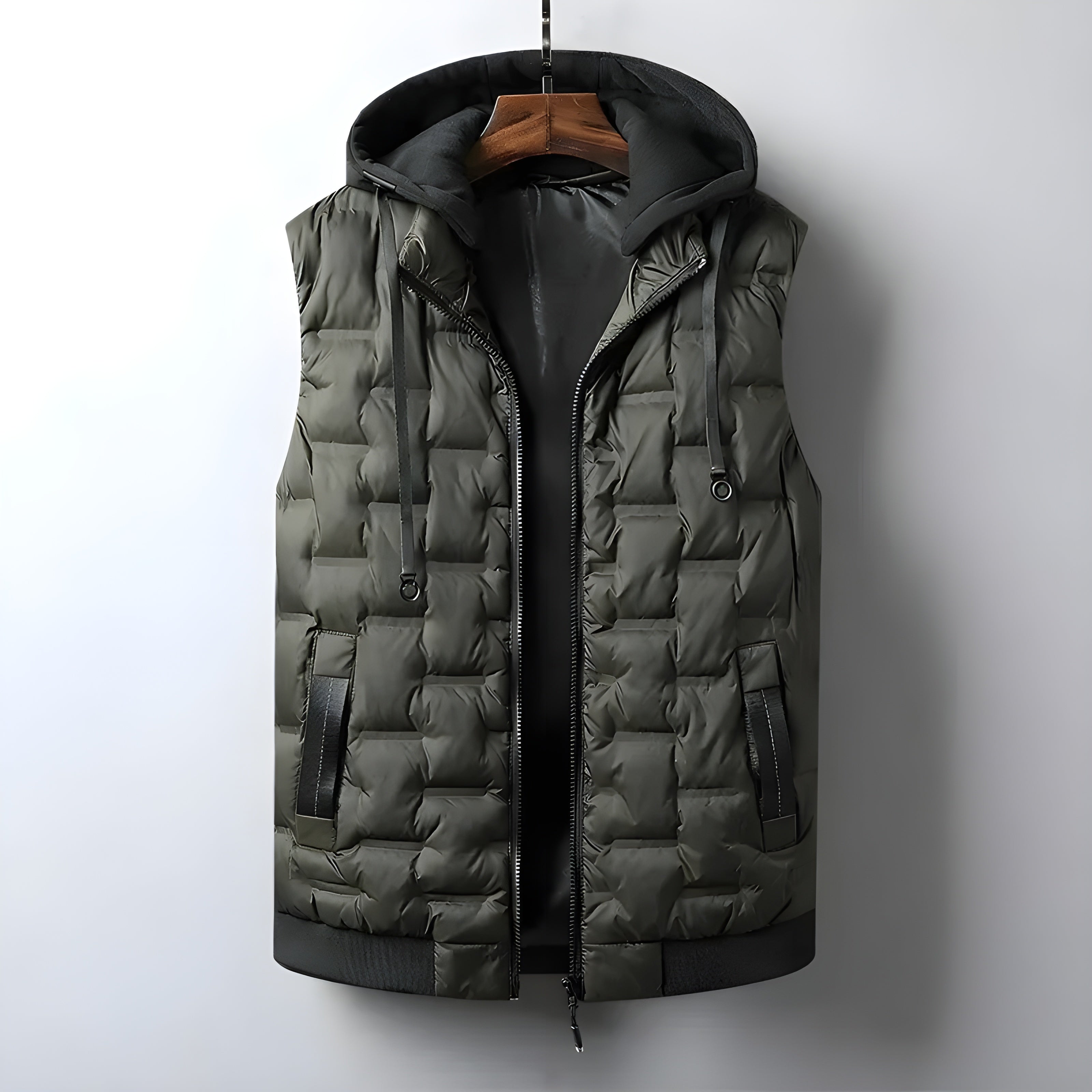 Thermo-Grid Hooded Vest for Optimal Warmth