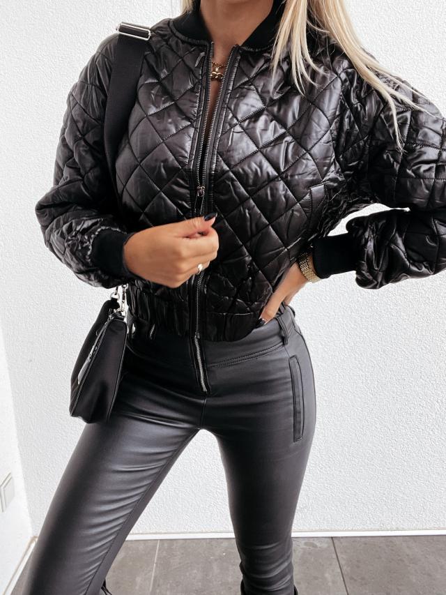 Women's Clothing Biker Puffer Jacket for a Casual Look