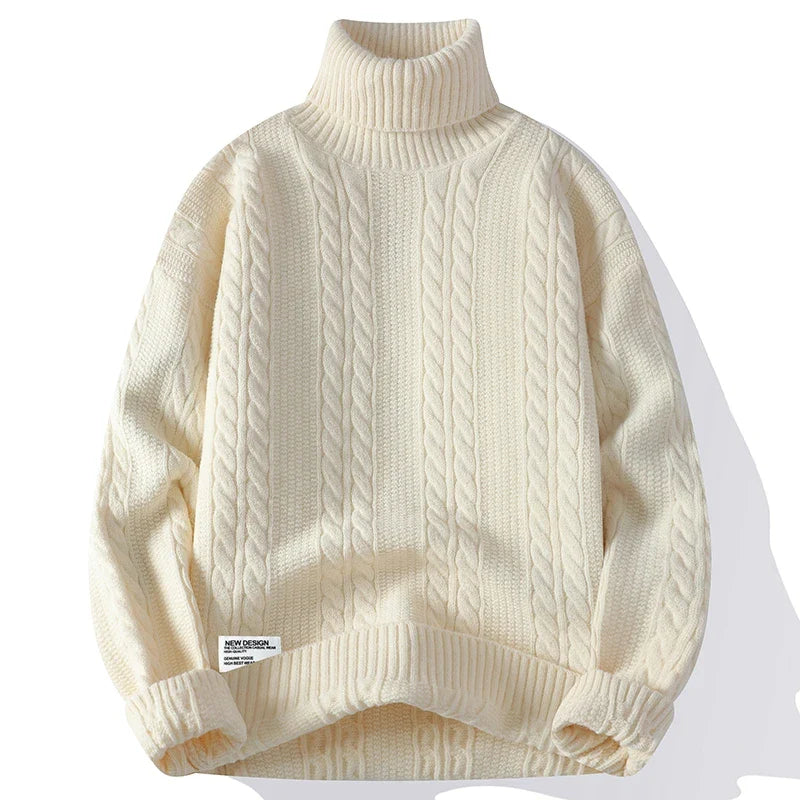 Chic Cable Knit Turtleneck Sweater